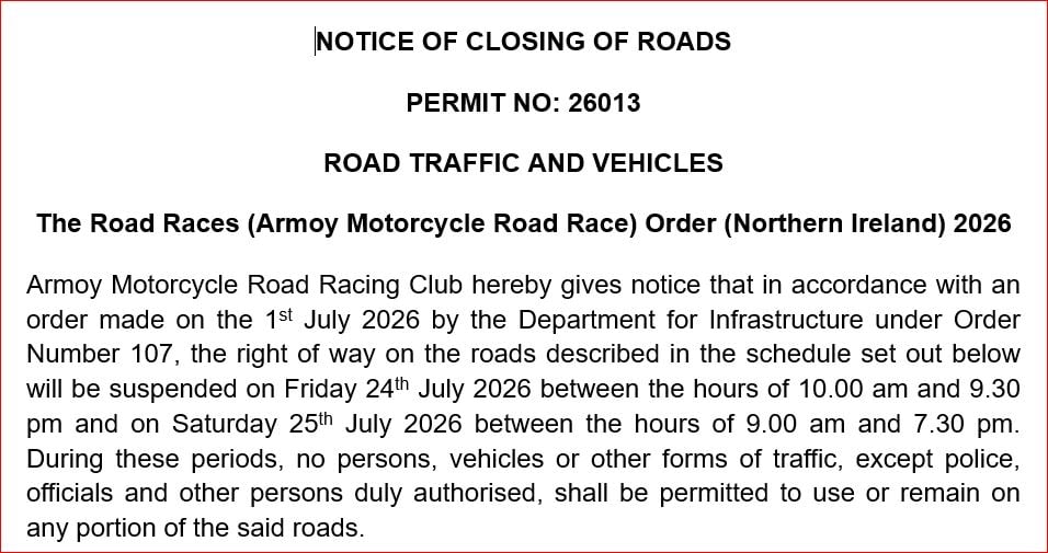 legal notice 2 weeks before event